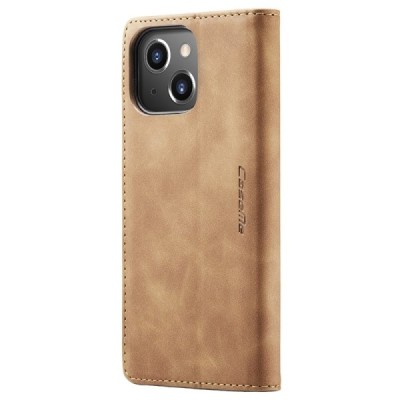 Apple iPhone 15 Plus CaseMe Retro solīds atvēramais ādas gaiši brūns maciņš - maks | Vacins.lv