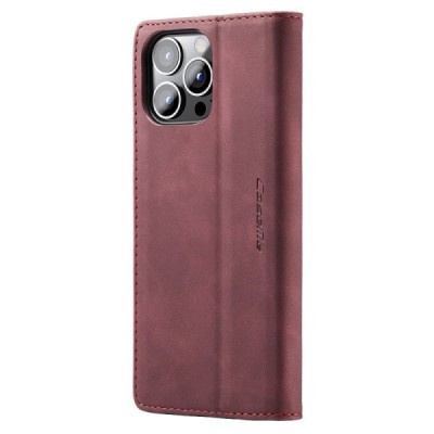 Apple iPhone 15 Pro CaseMe Retro открываемый, бордового цвета, кожаный чехол – книжка | Vacins.lv
