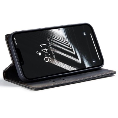 Apple iPhone 15 Pro Max CaseMe Retro открываемый, чёрного цвета, кожаный чехол – книжка | Vacins.lv