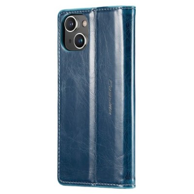 Apple iPhone 15 „CaseMe“ Leather открываемый, cинего цвета, кожаный чехол – книжка | Vacins.lv