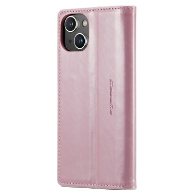 Apple iPhone 15 Plus „CaseMe“ Leather открываемый,розового цвета, кожаный чехол – книжка | Vacins.lv