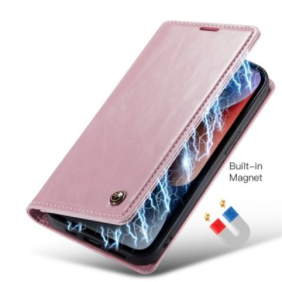 Apple iPhone 15 Plus „CaseMe“ Leather открываемый,розового цвета, кожаный чехол – книжка | Vacins.lv