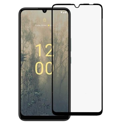 Nokia C31 Calans Tempered Glass melns ekrāna aizsargstikls | Vacins.lv