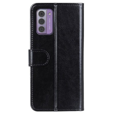 Nokia G42 открываемый черный кожаный чехол - книжка | Vacins.lv