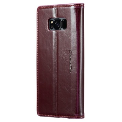 Samsung Galaxy S8+ (G955) „CaseMe“ Leather solīds atvēramais ādas bordo maciņš - maks | Vacins.lv