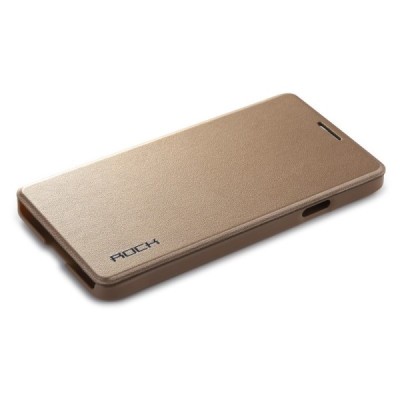 Rock Uni atverčiamas Samsung Galaxy Alpha G850 auksinis odinis dėklas / Priedai.lt