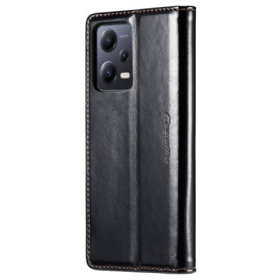Xiaomi Redmi Note 12 Pro+ 5G „CaseMe“ Leather открываемый чёрный кожаный чехол – книжка | Vacins.lv