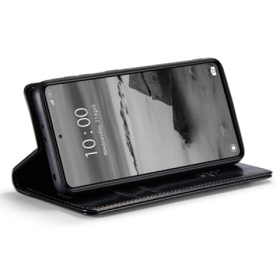 Xiaomi Redmi Note 12 Pro+ 5G „CaseMe“ Leather открываемый чёрный кожаный чехол – книжка | Vacins.lv