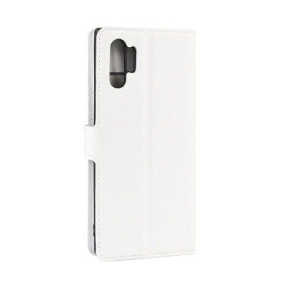 Samsung Galaxy Note 10+ (N975F) atvēramais balts ādas Litchi maciņš (maks) | Vacins.lv