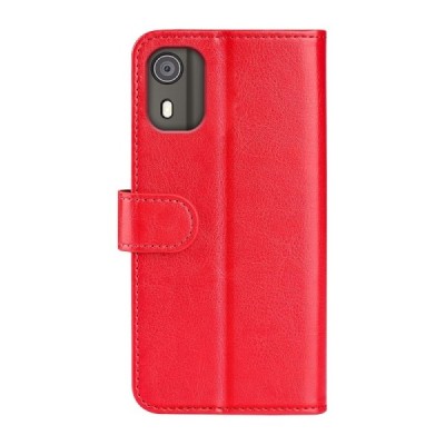 Nokia C02 открываемый красный кожаный чехол - книжка | Vacins.lv