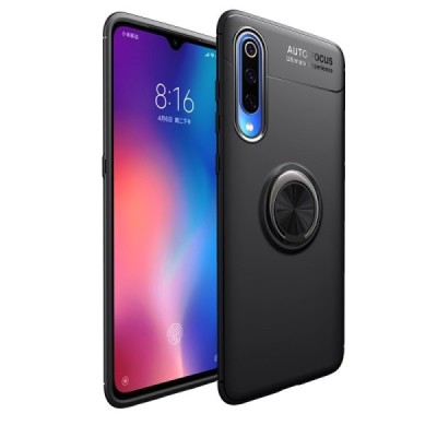 Xiaomi Mi 9 (Mi 9 Explorer) „FOCUS“ Kickstand cieta silikona (TPU) melns apvalks | vacins.lv