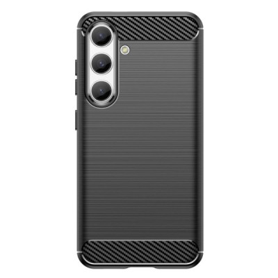 Samsung Galaxy S24 (SM-S921) „Carbon“ cieta silikona (TPU) melns apvalks | vacins.lv