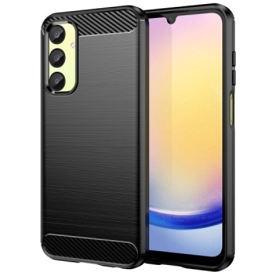 Samsung Galaxy A25 (SM-A256) „Carbon“ cieta silikona (TPU) melns apvalks | vacins.lv