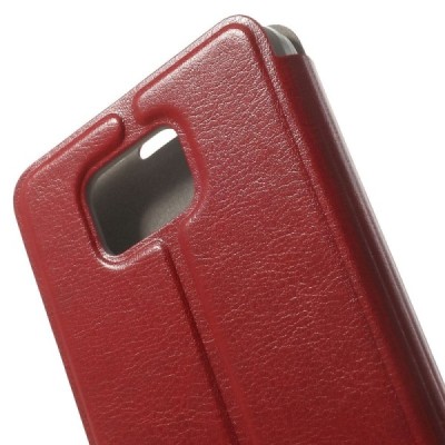 Samsung Galaxy Alpha G850 atverčiamas raudonas odinis dėklas - piniginė / Priedai.lt
