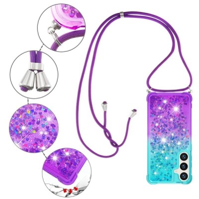 Samsung Galaxy S24 (SM-S921) „Strap“ Shine cieta silikona (TPU) piparmētru violeta apvalks | Vacins.lv