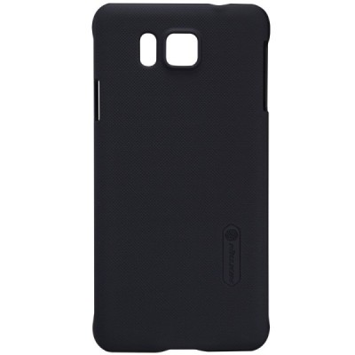 Nillkin Frosted Shield Samsung Galaxy Alpha juodas plastikinis dėklas + apsauginė ekrano plėvelė / Priedai.lt