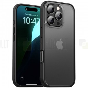 Apple iPhone 15 Pro elegants „IPAKY“ Fiber dzidrs (caurspīdīgs) silikona apvalks (apmales melnā krāsā)