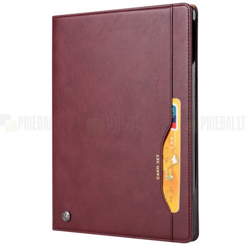 Greznais „Comma“ sērijas ādas atvērams bordo Apple iPad Pro 11 (2020, 2018, Air 4 2020) futrālis 