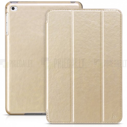 Greznais „HOCO“ Retro sērijas ādas atvērams zelta Apple iPad mini 4 (iPad mini 2019) maciņš