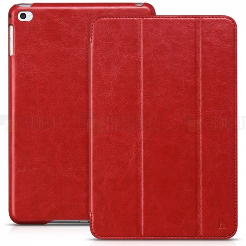 Greznais „HOCO“ Retro sērijas ādas atvērams sarkans Apple iPad mini 4 (iPad mini 2019) maciņš
