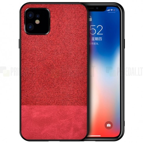 Apple iPhone 12 Mini „Bi-Color“ Splicing sarkans ādas apvalks
