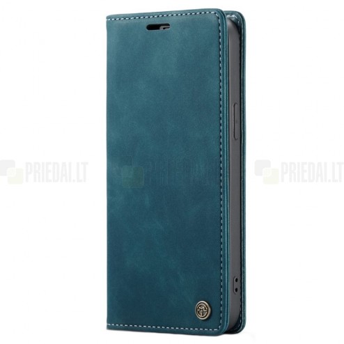 Apple iPhone 12 Mini CaseMe Retro solīds atvēramais ādas zaļš maciņš - maks