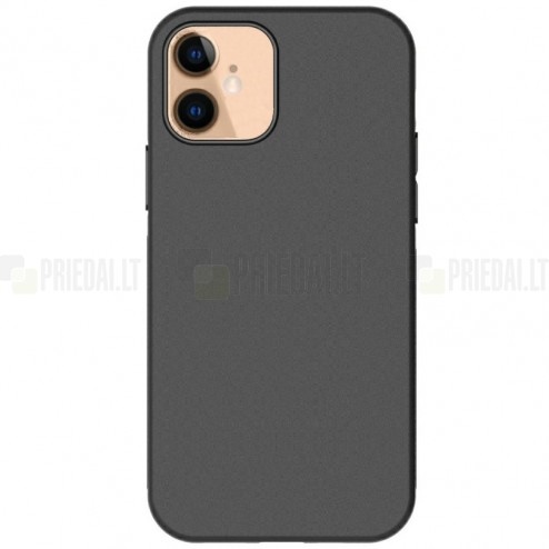 Apple iPhone 12 Mini melns cieta silikona TPU pasaulē planākais apvalks