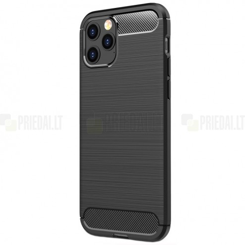Apple iPhone 12 Pro Max „Carbon“ cieta silikona (TPU) melns vāciņš