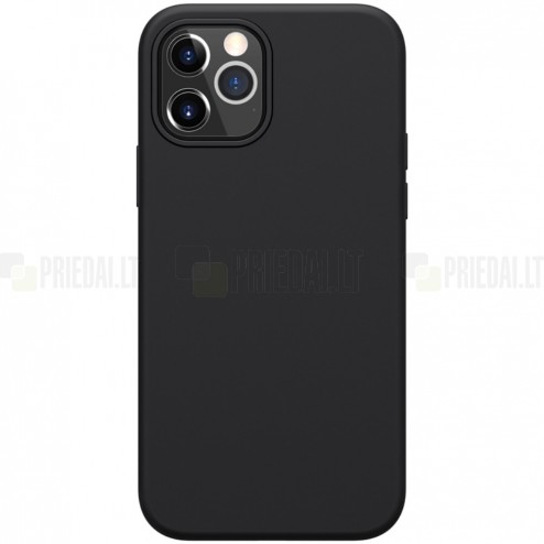 Apple iPhone 12 (12 Pro) „Nillkin“ Flex Liquid Silicone melns vāciņš, apvalks