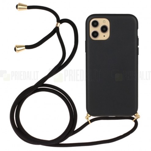 Apple iPhone 12 (12 Pro) Strap cieta silikona (TPU) melns apvalks