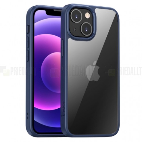 Apple iPhone 13 elegants „IPAKY“ Royal dzidrs (caurspīdīgs) silikona apvalks (apmales zilā krāsā)