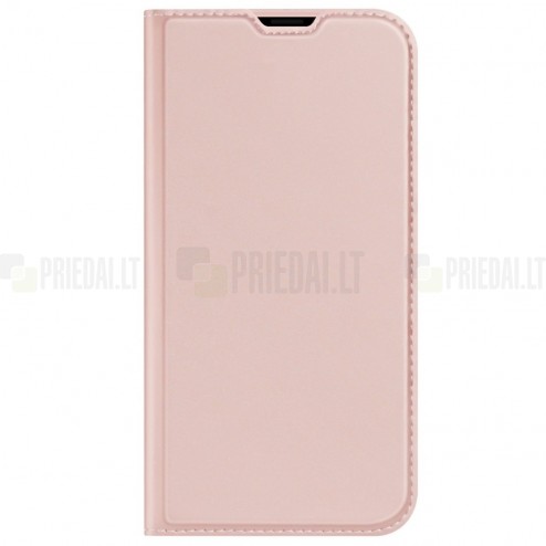 Apple iPhone 13 Mini „Dux Ducis“ Skin sērijas rozs ādas atvērams maciņš