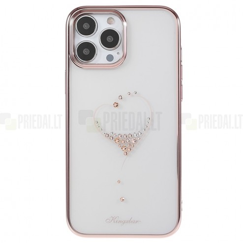 Apple iPhone 13 Pro Max elegants Kingxbar Crystal Love Swarovski dzidrs (caurspīdīgs) rozs plastmasas apvalks ar kristāliem