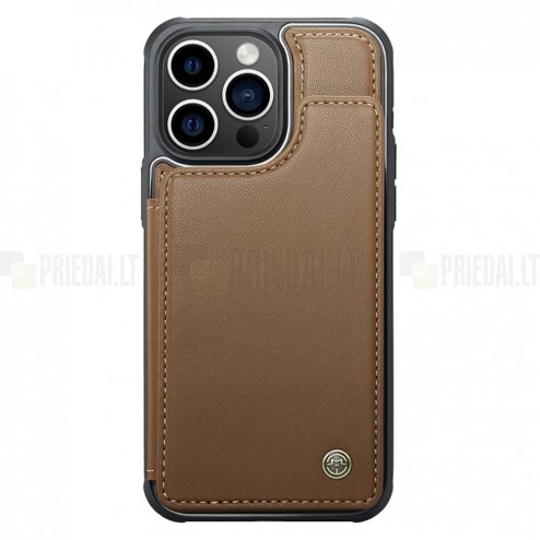 Apple iPhone 15 Pro „CaseMe“ Wallet brūns plastika apvalks