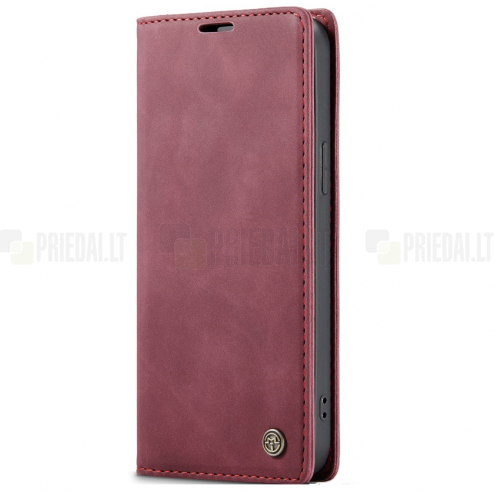 Samsung Galaxy S23 FE (Fan Edition) CaseMe Retro solīds atvēramais ādas melns maciņš - maks