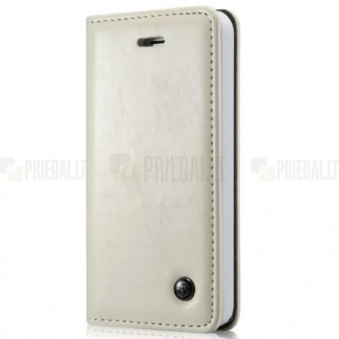 Apple iPhone 5 / 5s „CaseMe“ solīds atvēramais ādas balts maciņš - maks