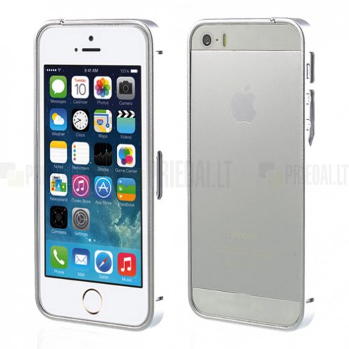 Stilīgs sudraba Apple iPhone 5 / 5S rāmis - sānu apmale (bamperis)