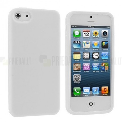 Apple iPhone SE (5, 5s) „Rubber“ cieta silikona balts (TPU) apvalks