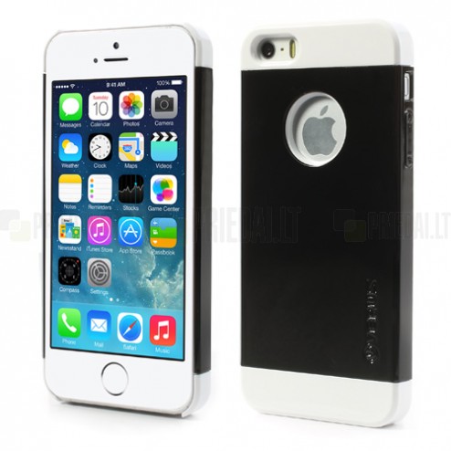 Melns ar baltiem lenti „Verus“ Apple iPhone 5, 5S apvalks
