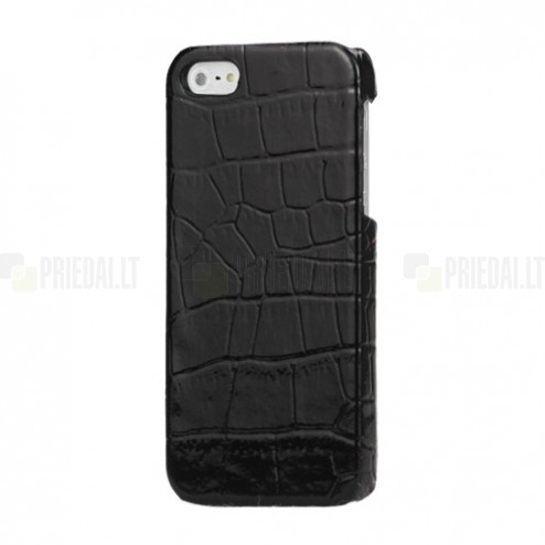 Apple iPhone 5S melns telefona apvalks ar krokodila ādas imitāciju