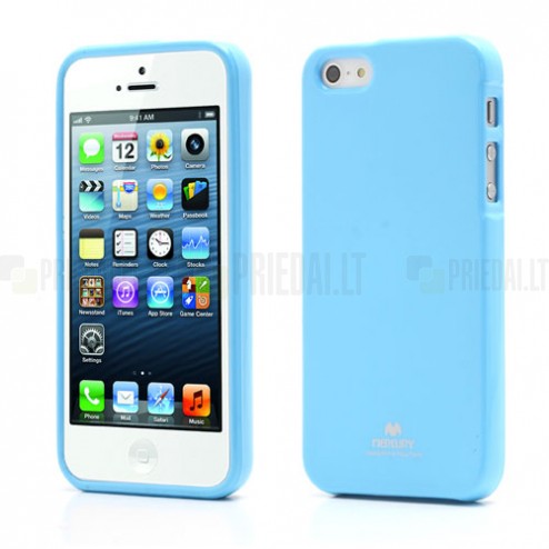 Apple iPhone 5, 5S Mercury Color gaiši zils cieta silikona (TPU) futrālis