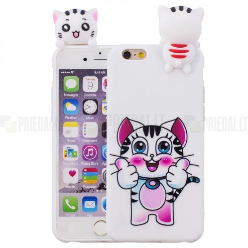 Apple iPhone 6 (6s) „Squezy“ Cat cieta silikona (TPU) balts apvalks