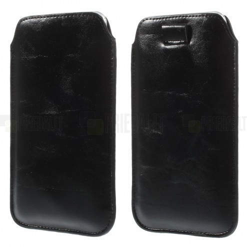 Melna ādas telefona ieliktņa (XL izmērs - Apple iPhone 6 Plus)
