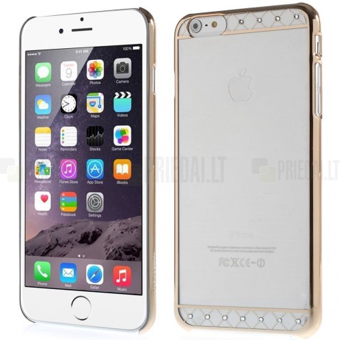 Apple iPhone 6S Plus elegants X-Fitted Crystal Lace Swarovski dzidrs (caurspīdīgs) zelta plastmasas apvalks ar kristāliem