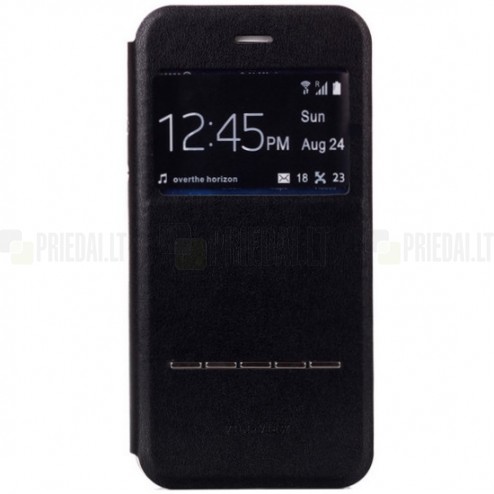 Apple iPhone 6 / 6s „Vili“ S S View Cover atvērams melns ādas maciņš