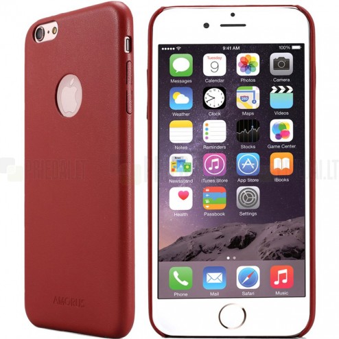 Apple iPhone 6s „Amorus“ Slim Leather sarkans ādas apvalks