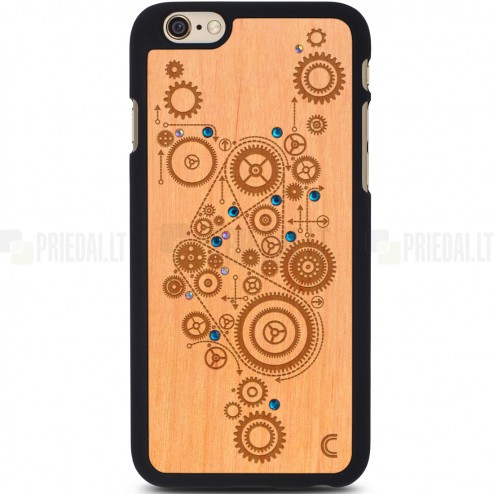 Apple iPhone 6s „Crafted Cover“ Mehānisms ar kristāliem dabīga koka telefona apvalks