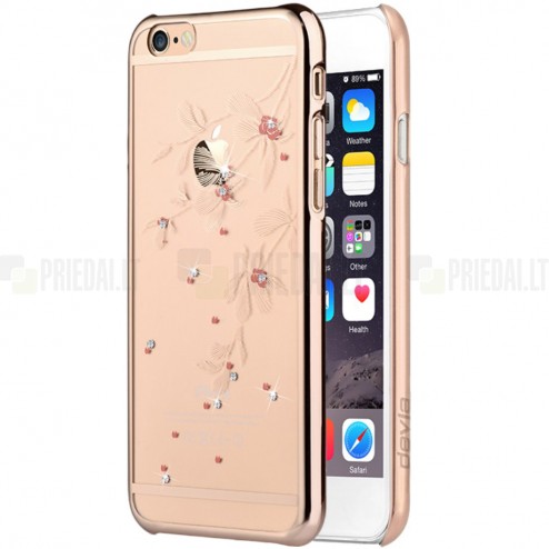 Apple iPhone 6S elegants Devia Crystal Flowery Swarovski dzidrs (caurspīdīgs) zelta plastmasas apvalks ar kristāliem