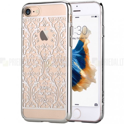 Apple iPhone 7 (iPhone 8) elegants Devia Crystal Baroque Swarovski dzidrs (caurspīdīgs) sudrabs plastmasas apvalks ar kristāliem