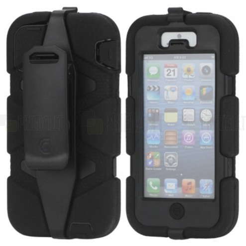 „Griffin“ Survivor melns Apple iPhone SE (iPhone 5, iPhone 5S) maciņš